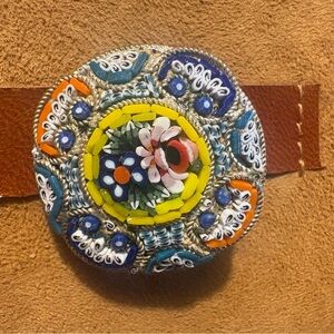 Vintage Colorful Micro Mosiac Brooch